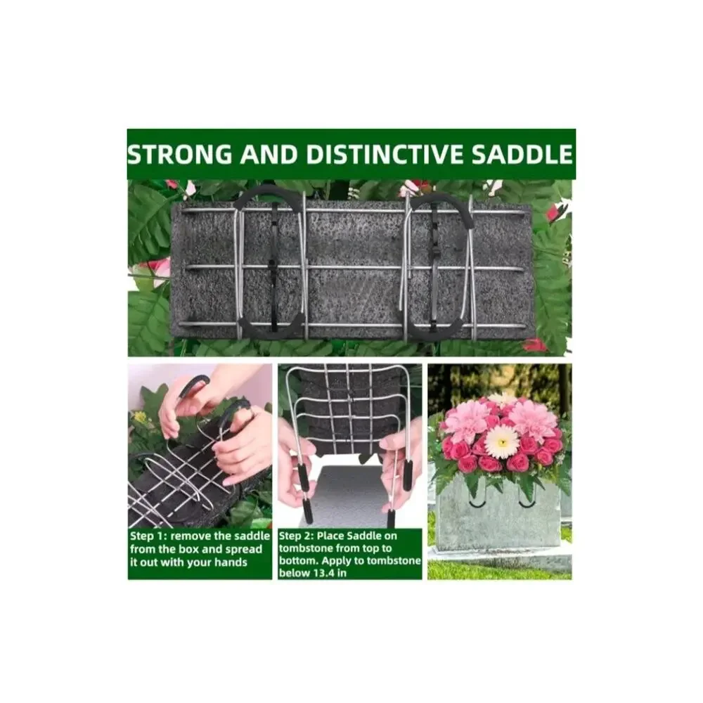 Lodou Artificial Cemetery Flower Saddles for Graves,Outdoor Dark Pink Rose